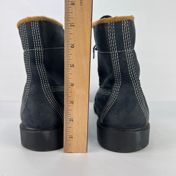 Timberland 12 Men's Navy Blue DIstressed Nubuck Leather Logo TAG Boots Outdoors - Picture 11 of 12